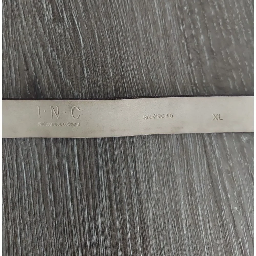 INC International Concepts Brown Belt with Silver Chain Detail XL